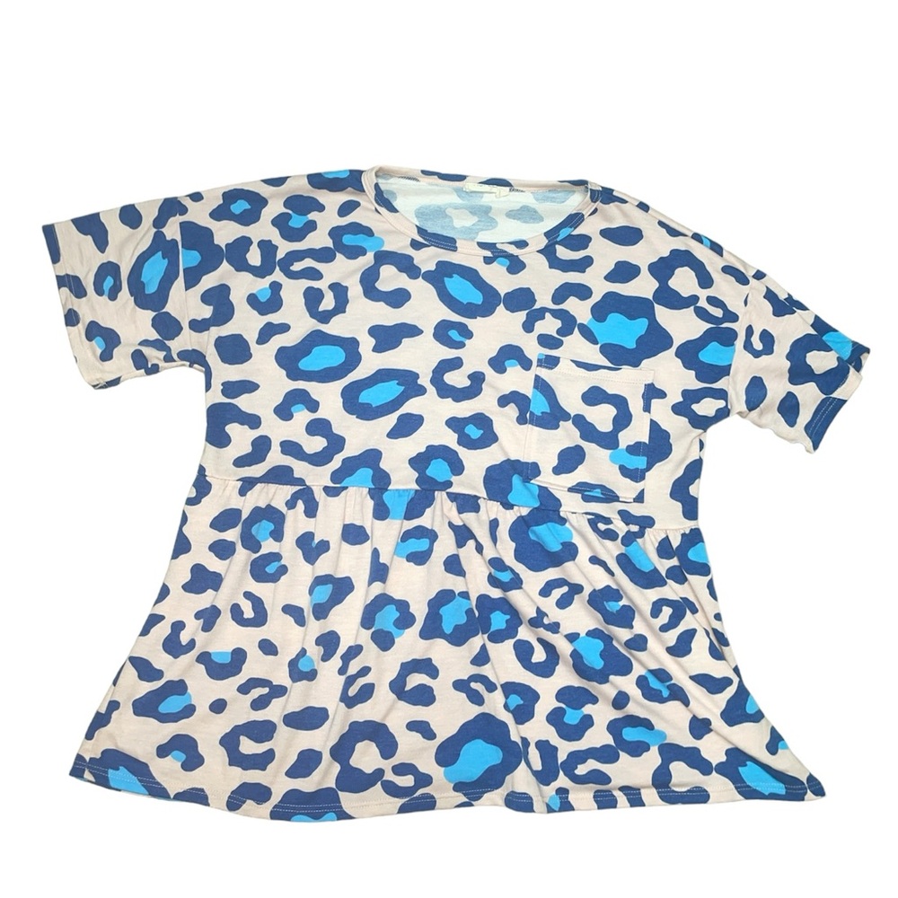 Women’s Large‎ Hopely Boutique Short Sleeve Ruffle Bottom Shirt in Cheetah Print